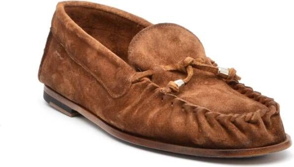 Alexander Hotto Bruine Suède Loafer Leren Zool Brown Dames