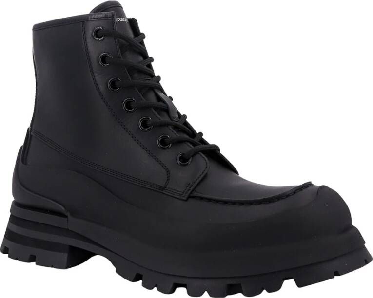 alexander mcqueen Zwarte Leren Veterschoenen Black Heren