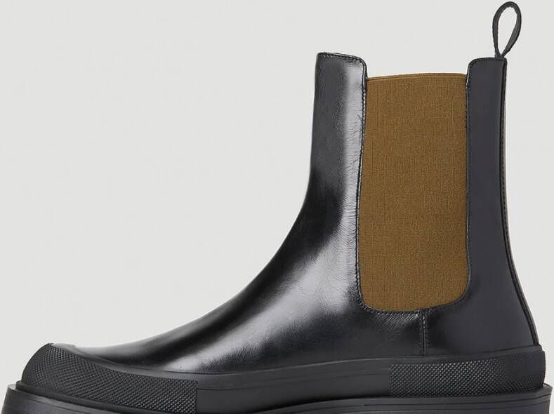 alexander mcqueen Stack Chelsea Boots Leer Moderne Stijl Zwart Heren