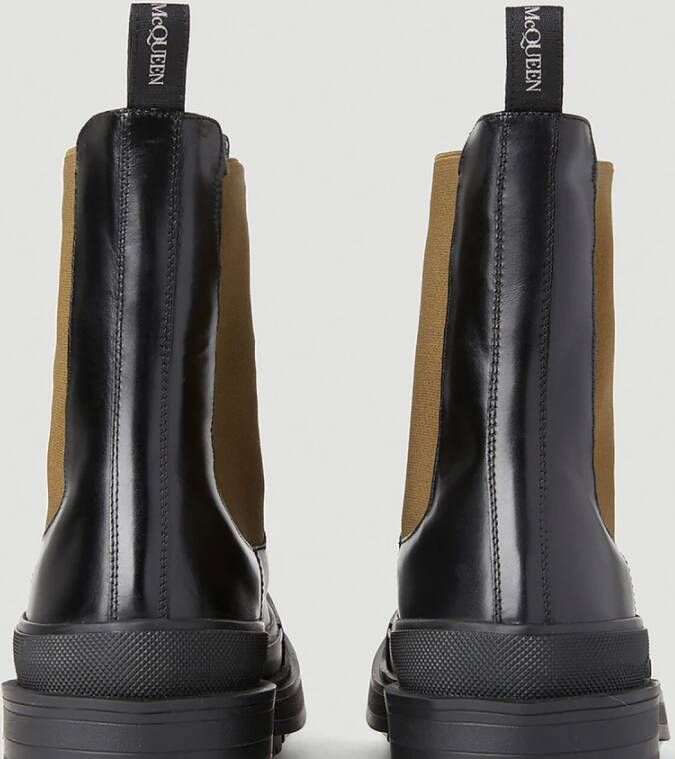 alexander mcqueen Stack Chelsea Boots Leer Moderne Stijl Zwart Heren