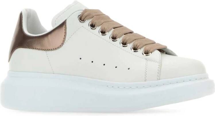 alexander mcqueen Bronzen Hiel Witte Leren Sneakers White Dames