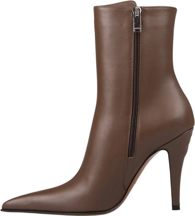 alexander mcqueen Bruine leren enkellaarzen met schedel Brown Dames