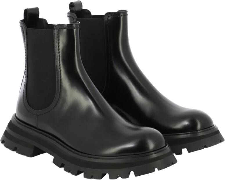 alexander mcqueen Chelsea Boots in geborsteld leer Black Dames