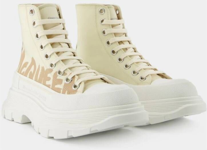 alexander mcqueen Chunky Sole High-Top Sneakers Zwart Wit Beige Dames