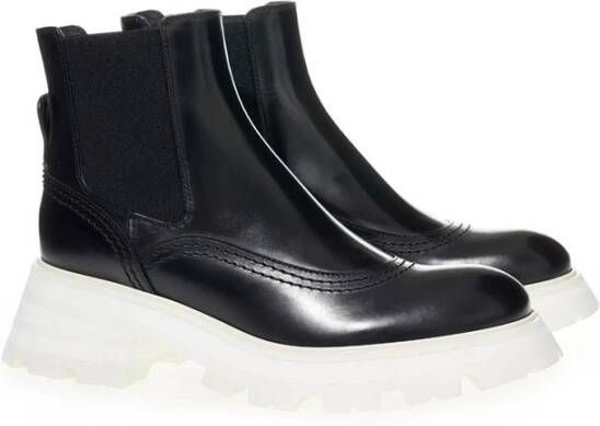 alexander mcqueen Elegante Leren Laarzen in tijdloos zwart Black Dames