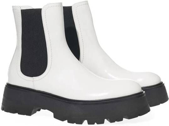 alexander mcqueen Elegante Monochrome Leren Laarzen White Dames