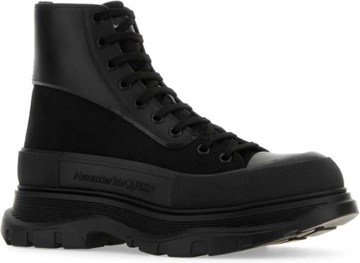 alexander mcqueen Enkellaarzen van canvas en leer Black Heren