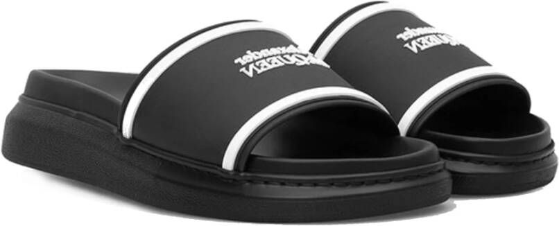 alexander mcqueen Luxe Slides met Contrasterend Logo Zwart Dames