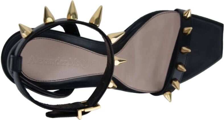 alexander mcqueen Gouden Metalen Detail Leren Sandalen Black Dames