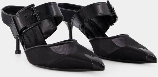 alexander mcqueen Zwarte Leren Hakmuiltjes W4Ab2 Zwart Dames