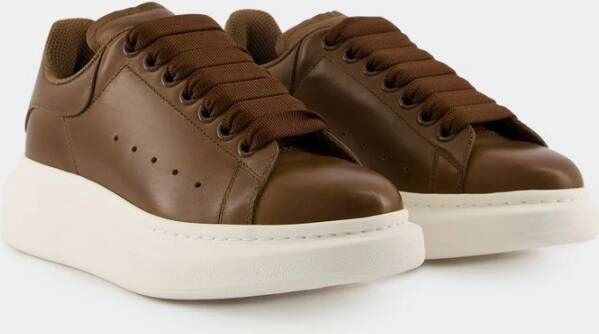 alexander mcqueen Khaki Leren Oversized Sneakers Brown Dames