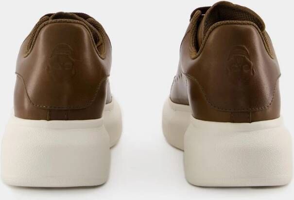 alexander mcqueen Khaki Leren Oversized Sneakers Brown Dames