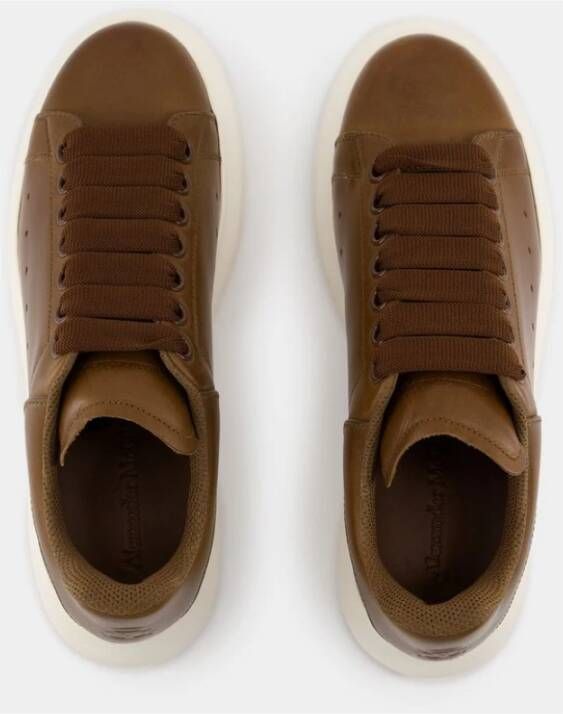 alexander mcqueen Khaki Leren Oversized Sneakers Brown Dames