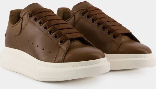 alexander mcqueen Khaki Leren Oversized Sneakers Brown Heren