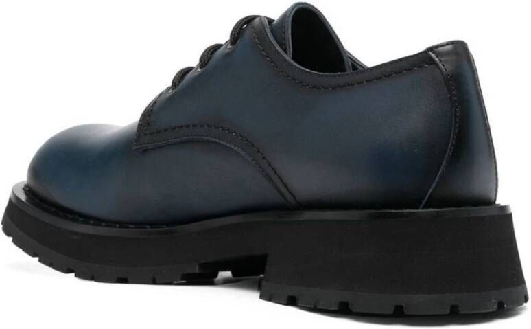 alexander mcqueen Leren Derbies met Rubberen Zool Blue Heren