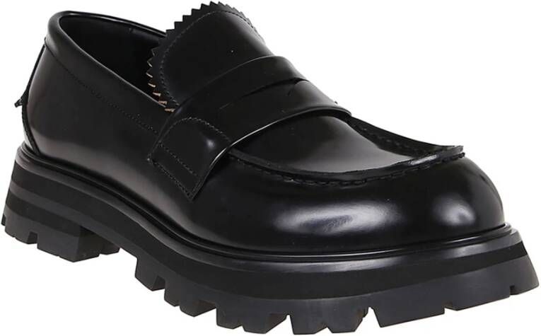 alexander mcqueen Leren Loafers met Rubberen Zool Black Heren