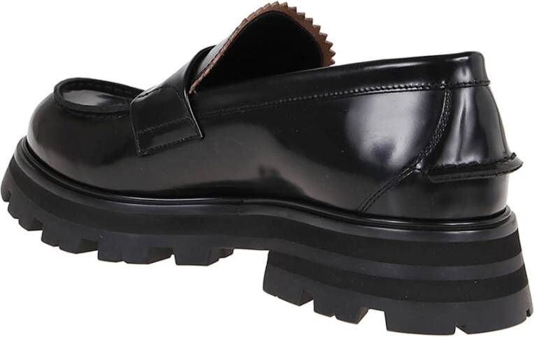 alexander mcqueen Leren Loafers met Rubberen Zool Black Heren