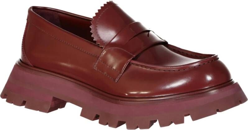 alexander mcqueen Leren Loafers met Rubberen Zool Red Dames