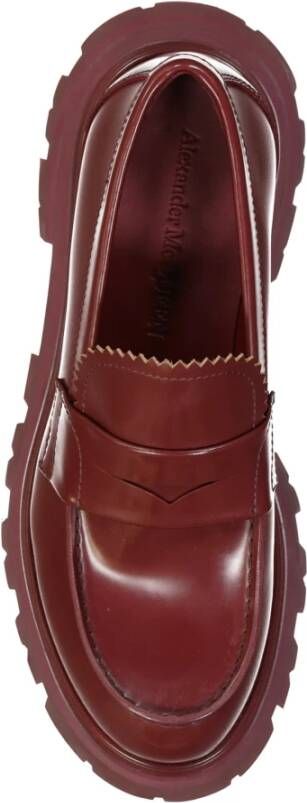 alexander mcqueen Leren Loafers met Rubberen Zool Red Dames