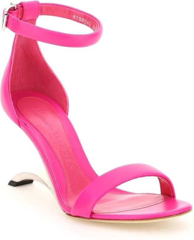 alexander mcqueen Leren sandalen met verstelbare gespsluiting Pink Dames