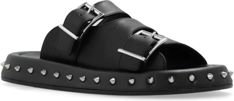 alexander mcqueen Leren Slides Black Dames