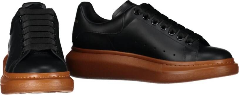 alexander mcqueen Leren Sneakers Ronde Neus Black Heren