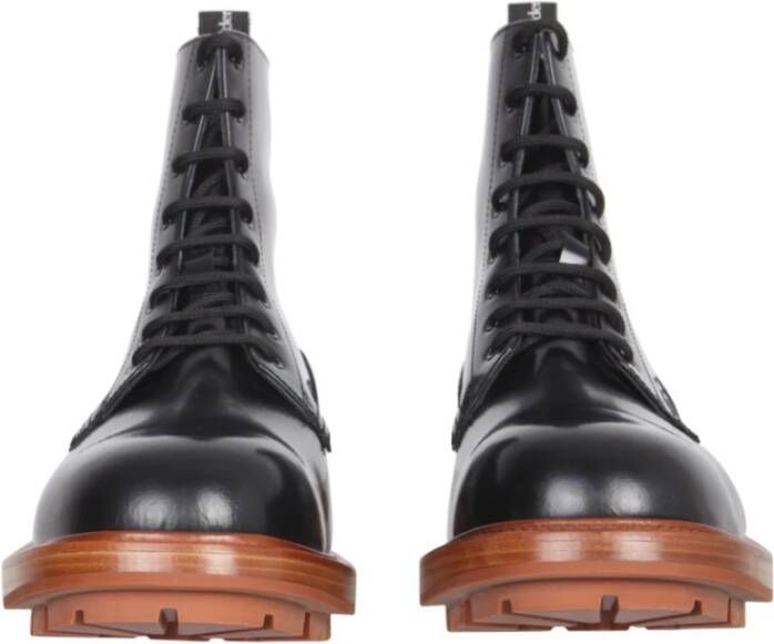 alexander mcqueen Leren Worker Boots met Dikke Zool Black Heren