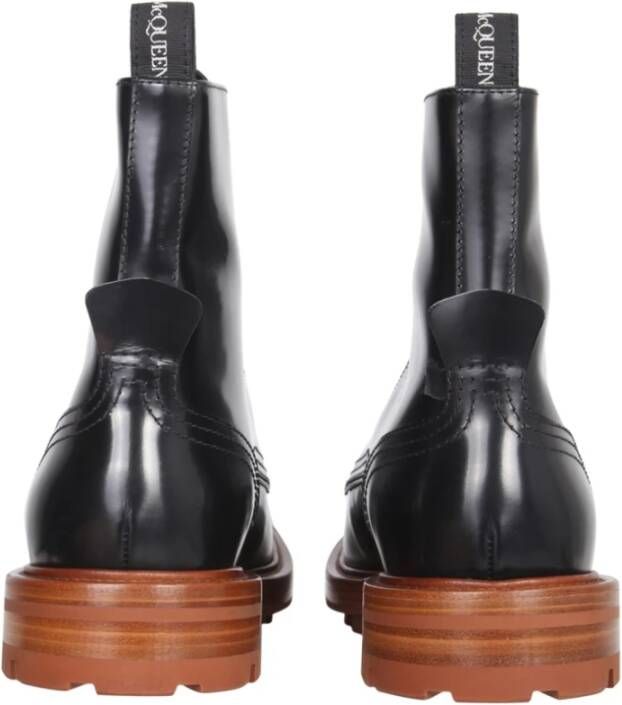 alexander mcqueen Leren Worker Boots met Dikke Zool Black Heren