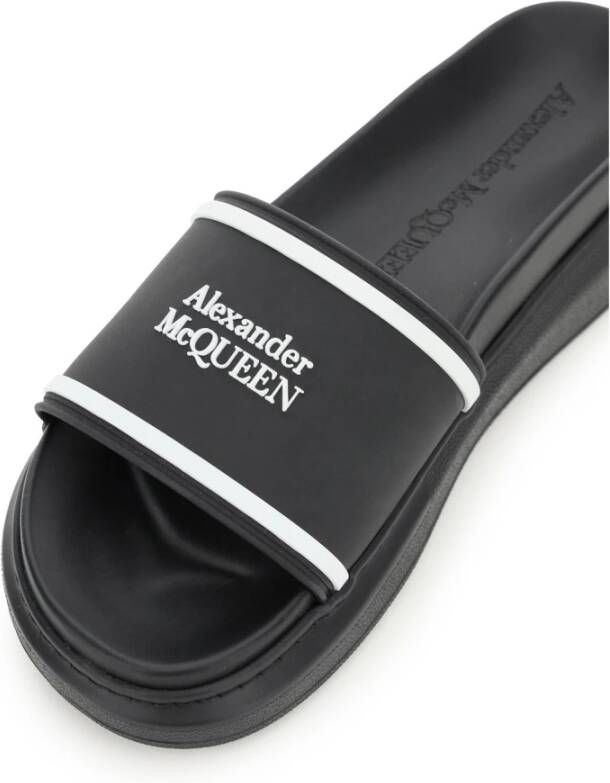 alexander mcqueen Logo Slides met Contrastlogo Black Dames