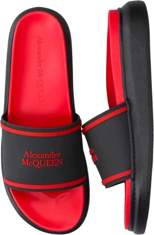 alexander mcqueen Logo Slides met Relief Detail Black Heren