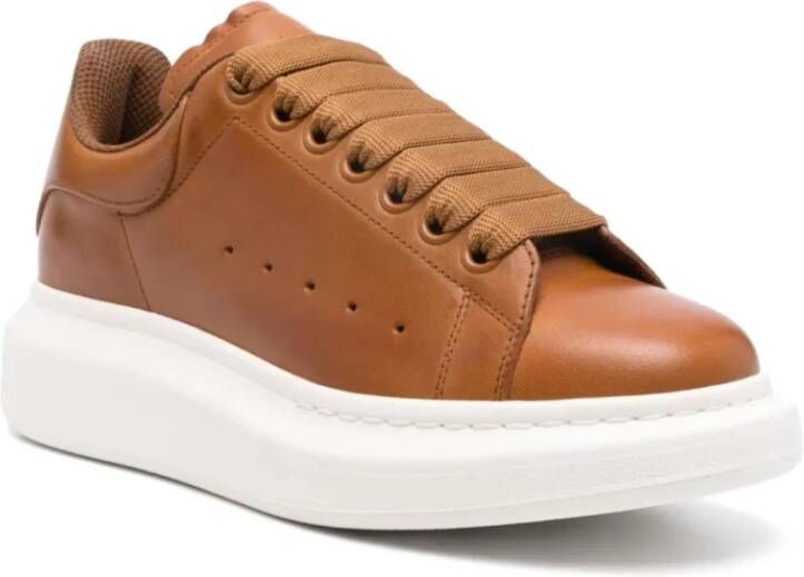 alexander mcqueen Oversized Lace-Up Leren Sneakers Brown Dames