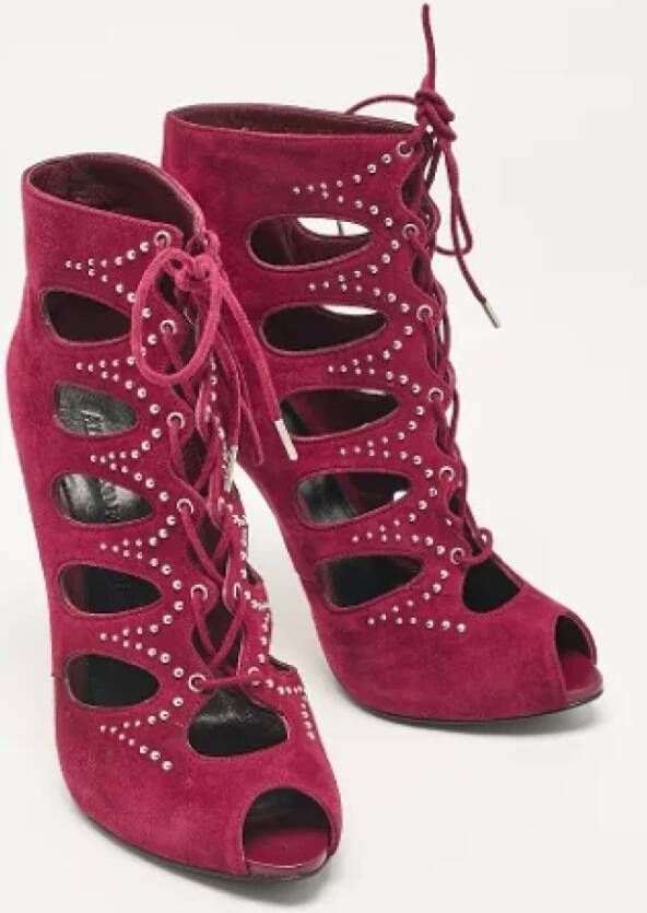 Alexander McQueen Pre-owned Suede boots Red Dames