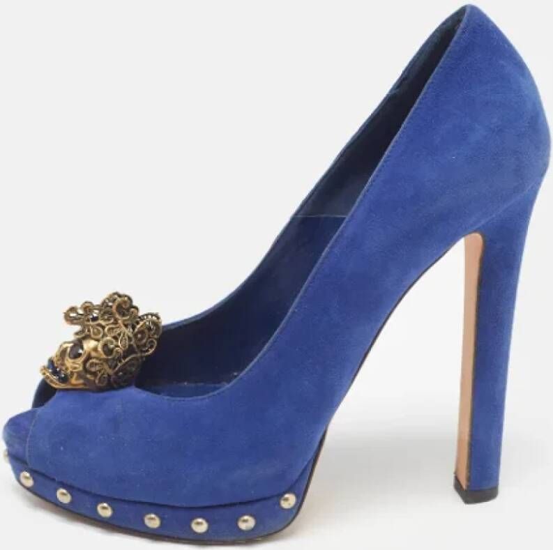 Alexander McQueen Pre-owned Suede heels Blue Dames