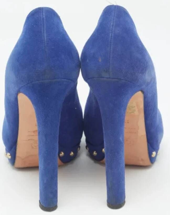 Alexander McQueen Pre-owned Suede heels Blue Dames