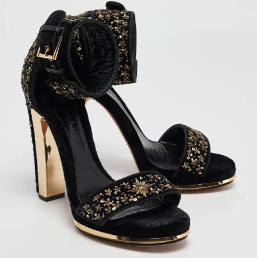 Alexander McQueen Pre-owned Velvet sandals Black Dames