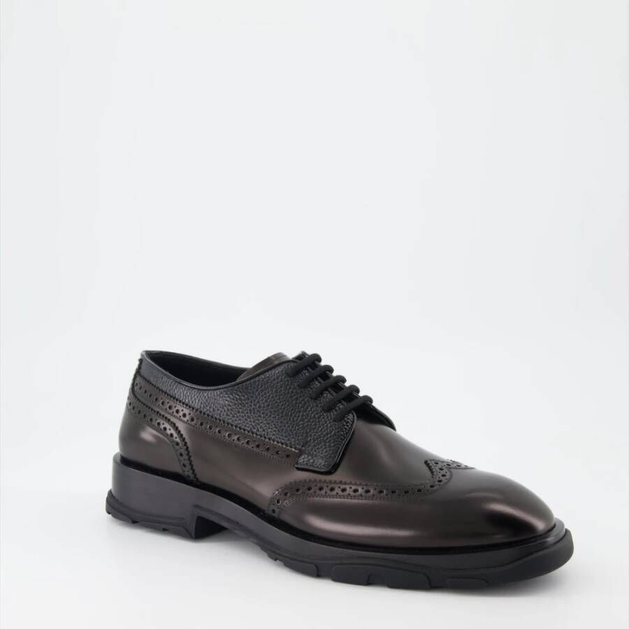 alexander mcqueen Punk Derbies Leren Veterschoenen Black Heren