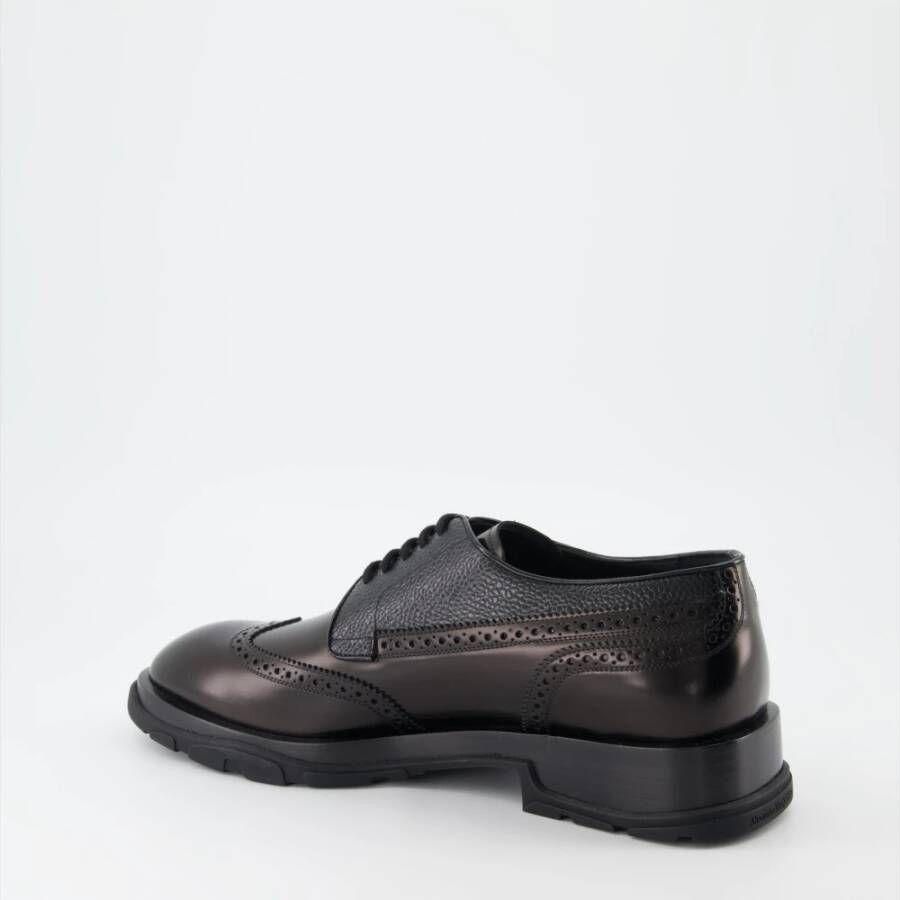 alexander mcqueen Punk Derbies Leren Veterschoenen Black Heren