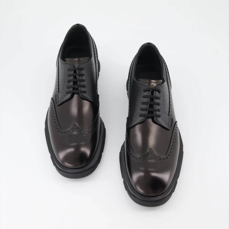 alexander mcqueen Punk Derbies Leren Veterschoenen Black Heren