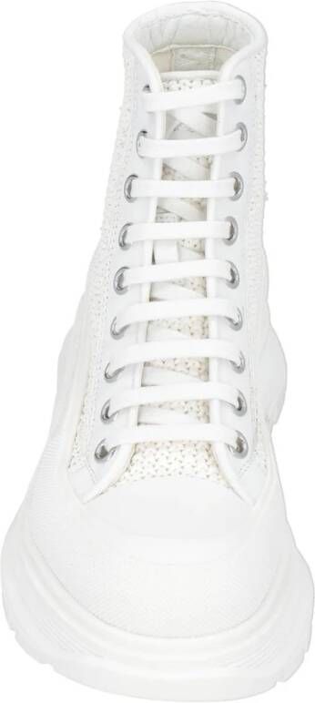 alexander mcqueen Raffia High-Top Sneakers met Lint White Dames