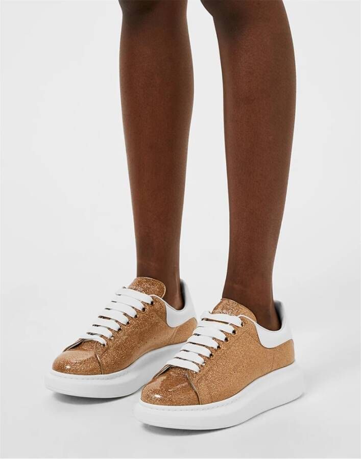 alexander mcqueen Rose Gold Lace-Up Sneakers Yellow Dames