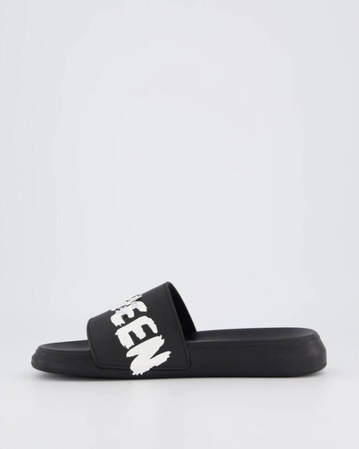 alexander mcqueen Rubberen bandslipper voor heren Black Heren