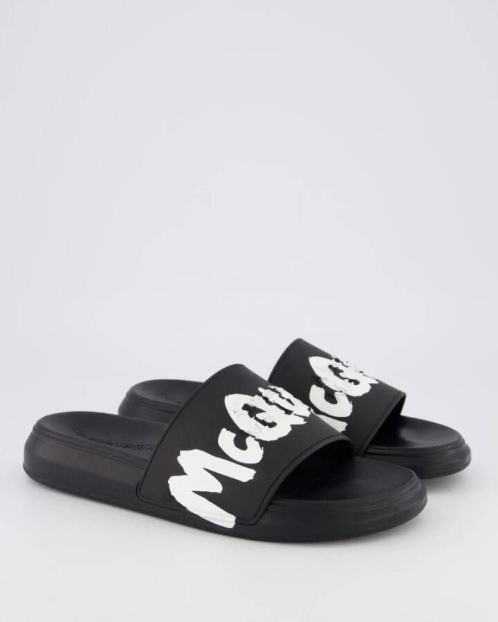 alexander mcqueen Rubberen bandslipper voor heren Black Heren