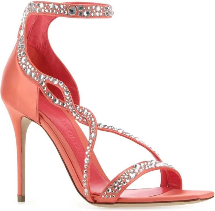 alexander mcqueen Luxe Satijnen Hoge Hak Sandalen Roze Dames