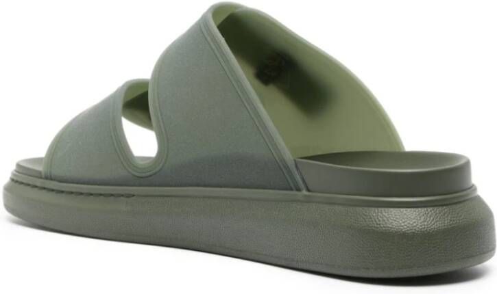 alexander mcqueen Khaki Groene Rubber Sliders Green Heren