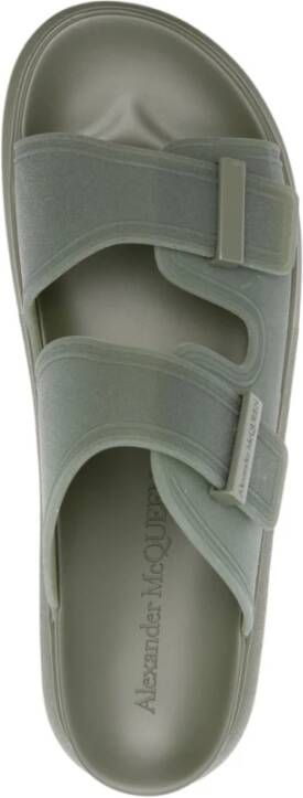 alexander mcqueen Khaki Groene Rubber Sliders Green Heren