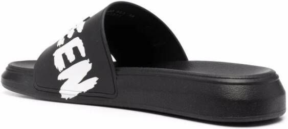 alexander mcqueen Zwarte Logo Sliders voor Heren Zwart Heren