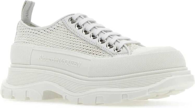 alexander mcqueen Witte Raffia Tread Slick Sneakers Wit Dames