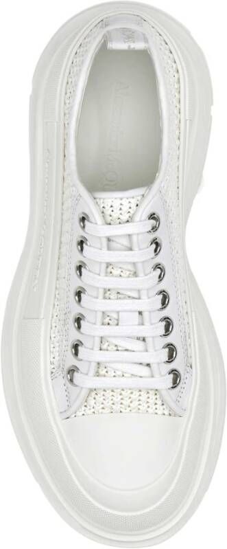 alexander mcqueen Witte Raffia Tread Slick Sneakers Wit Dames