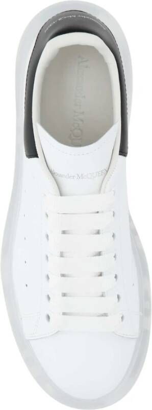 alexander mcqueen Witte Leren Sneakers met Zwarte Hak Wit Dames