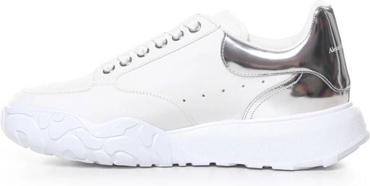 alexander mcqueen Witte Court Sneakers met Zilveren Hak Wit Heren